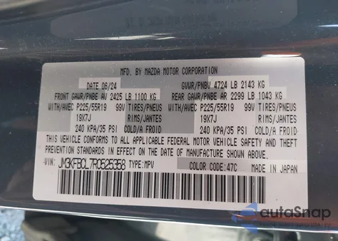 2024 Mazda Cx-5 2.5 S Carbon Edition z USA, uszkodzony, nr VIN JM3KFBCL7R0525358